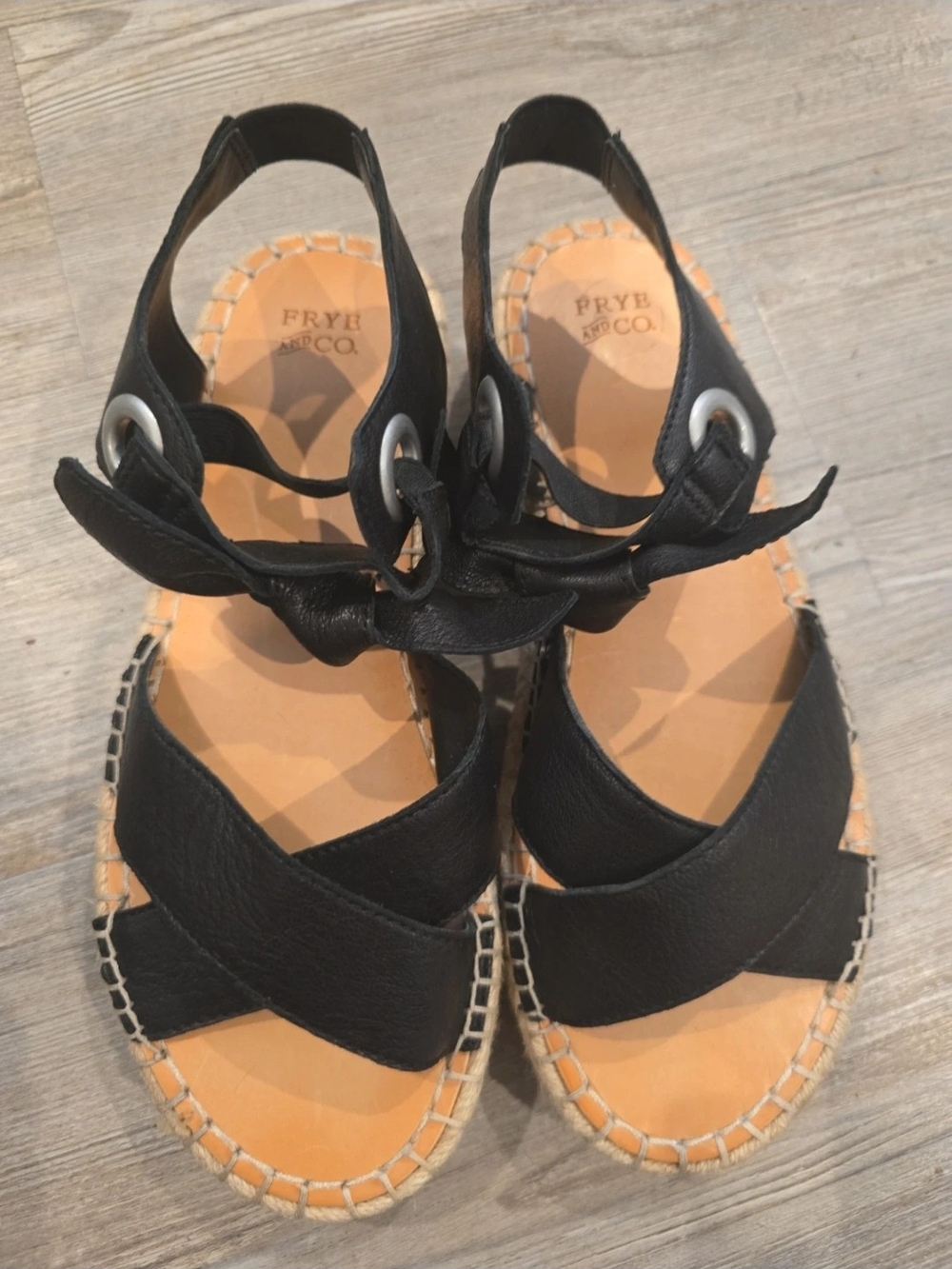Frye Black Leather Women’s Espadrille Slingback Sandals